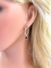 Load image into Gallery viewer, Iolite Hoop earrings Sterling Silver