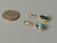 Load image into Gallery viewer, Labradorite earrings 14k Gold Sterling Silver Dangly Blue Gemstone Lever backs Labradorite Jewelry Vermeil and gold fill dangle earrings