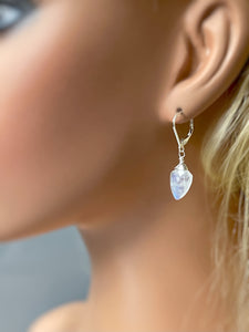 Moonstone Earrings Sterling Silver Blue Arrows Gemstone Earrings Handmade Jewelry