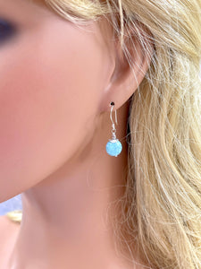 Dainty Larimar Earrings, sterling silver Larimar dangle earrings, Beach Earrings Ocean Blue Larimar Jewelry, gift for wife, girlfriend