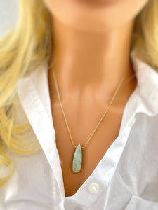 Aquamarine Necklace 14k gold, Sterling Silver Gemstone Pendant