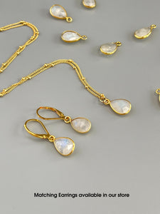 Moonstone Necklace 14k Gold Fill Dainty Gemstone Pendant Necklace