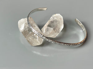 Dainty Sterling Silver Floral Cuff Bracelet