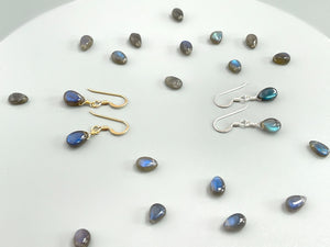 Dainty Labradorite earrings Sterling Silver, 14k Gold fill