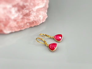 Ruby Earrings in Sterling Silver or Gold