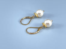 Load image into Gallery viewer, Pearl Earrings dangle Sterling Silver 14k Gold Fill Minimalist, modern pearl jewelry
