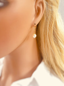 Minimalist Pearl Earrings dangle 14k Gold, Sterling Silver Dainty Drop Earrings