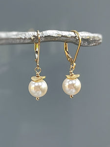 Pearl Earrings dangle Sterling Silver 14k Gold Fill Minimalist, modern pearl jewelry