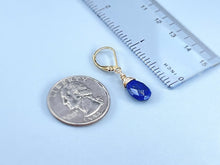 Load image into Gallery viewer, Lapis Lazuli Earrings Dangle Silver, 14k Gold Teardrop Blue Gemstone Dangly Drop Earrings Everyday Minimalist Dainty Handmade Lapis Jewelry