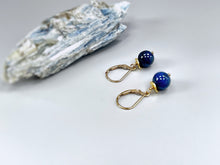Load image into Gallery viewer, Kyanite Earrings Dangle Sterling Silver, 14k Gold Fill Leverback blue gemstone jewelry Dainty Drop Earrings modern artisan handmade jewelry
