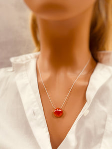 Carnelian Necklace Sterling Silver, 14k gold fill Pendant Carnelian Choker Handmade Gemstone Jewelry Dainty Minimalist Solitaire necklace