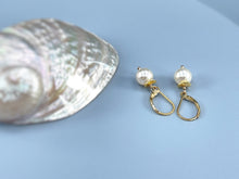 Load image into Gallery viewer, Minimalist Pearl Earrings dangle 14k Gold, Sterling Silver Dainty Drop Earrings