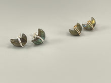 Load image into Gallery viewer, Labradorite Crescent Moon Stud Earrings