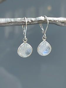 Moonstone Earrings Dangle Sterling Silver Minimalist Jewelry