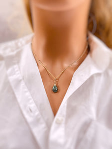 Dainty Emerald Necklace 14k gold fill, Rose Gold, Sterling Silver layering necklace