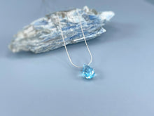 Load image into Gallery viewer, Dainty Blue Topaz Necklace Gold, Silver genuine Swiss blue topaz pendant
