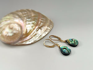 Abalone Shell Earrings 14k Gold, Sterling Silver Summer Jewelry