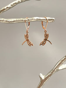 Dragonfly Earrings dangle Rose Gold Handmade Dragonfly Jewelry gifts for her filigree earrings Dangly Artisan Handmade Jewelry for women