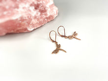 Load image into Gallery viewer, Dragonfly Earrings dangle Rose Gold Handmade Dragonfly Jewelry gifts for her filigree earrings Dangly Artisan Handmade Jewelry for women