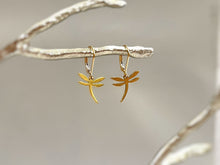Load image into Gallery viewer, Dragonfly Earrings dangle Silver, Gold, Rose Gold Handmade Dragonfly Jewelry gifts for her dangly Artisan Handmade Jewelry for bridesmaids