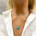 Turquoise Necklace Gold, Sterling Silver Handmade Turquoise Jewelry Choker