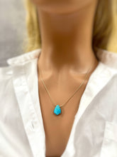 Load image into Gallery viewer, Turquoise Necklace Gold, Sterling Silver Handmade Turquoise Jewelry Choker Dainty Gemstone Minimalist Solitaire Pendant necklace for woman