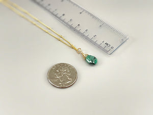 Dainty Emerald Necklace 14k gold fill, Rose Gold, Sterling Silver layering necklace