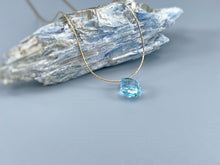 Load image into Gallery viewer, Swiss Blue Topaz earrings Dangle 14k Solid Gold, Silver Rose Gold