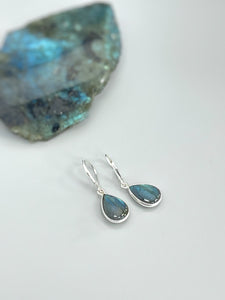 Smooth Labradorite earrings dangle Sterling Silver, Gold