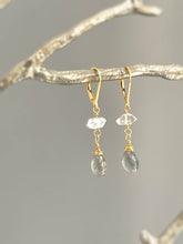 Load image into Gallery viewer, Labradorite Herkimer Diamond Dangle Earrings