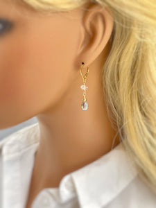 Labradorite Herkimer Diamond Dangle Earrings