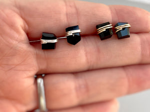 Raw Black Onyx Stud Earrings