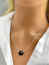 Load image into Gallery viewer, Dainty Black Onyx Necklace Sterling Silver, 14k Gold fill gemstone pendant necklace