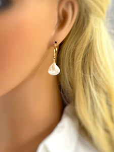 Mother of Pearl Earrings Gold, Silver Iridescent Summer Jewelry for Beach wedding