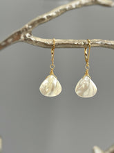 Load image into Gallery viewer, Mother of Pearl Earrings Gold, Silver Iridescent Summer Jewelry for Beach wedding