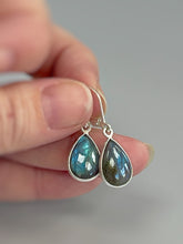 Load image into Gallery viewer, Smooth Labradorite earrings dangle Sterling Silver, Gold