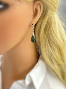 Moss Agate Earrings dangle Sterling Silver, 14k Gold Fill, Rose Gold