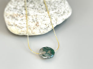 Round Moss Agate necklace gemstone choker necklace for women