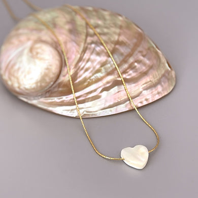 Dainty Heart Necklace, Mother of Pearl shell choker necklace gold, sterling silver, handmade beachy summer jewelry for bridesmaids, mom