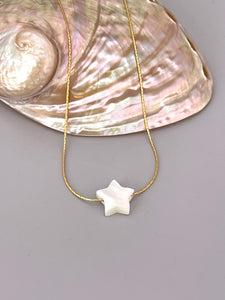 Dainty Star Necklace, Mother of Pearl shell choker necklace gold, sterling silver, handmade beachy summer jewelry for bridesmaids, mom