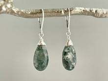 Load image into Gallery viewer, Moss Agate Earrings dangle Sterling Silver, 14k Gold Fill, Rose Gold