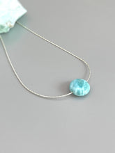 Load image into Gallery viewer, Larimar Necklace, Larimar Pendant silver Dainty Floating Gemstone necklace sterling Silver minimalist gift for wife, girlfriend