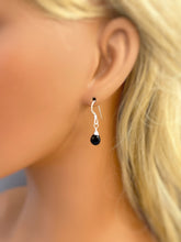 Load image into Gallery viewer, Minimalist Black Onyx Earrings dangle 14k Gold, Silver lightweight everyday teardrop boho handmade gemstone dangly drop earrings for women
