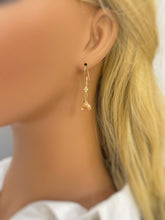 Load image into Gallery viewer, Morganite Earrings dangle gold pink, peach, champagne quartz