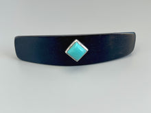 Load image into Gallery viewer, Large Hair Clip, Barrette for women with long hair sterling silver, Ebony wood hair accessory, unique handmade turquoise jewelry for women