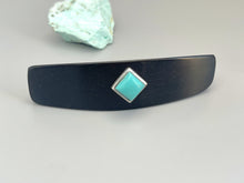 Load image into Gallery viewer, Large Hair Clip, Barrette for women with long hair sterling silver, Ebony wood hair accessory, unique handmade turquoise jewelry for women