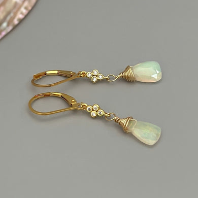 Opal earrings dangle, 14k Gold, Rose Gold, Sterling Silver dangly boho handmade crystal jewelry for women, bridesmaids, gift for wife