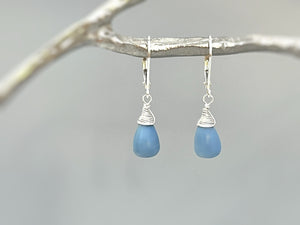 Owyhee Blue Opal earrings dangle Sterling Silver Gold, Rose Gold teardrop light blue drop earrings for women dangly boho handmade jewelry