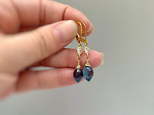 Load image into Gallery viewer, Crystal London Blue Topaz Quartz earrings dangle, drop gold