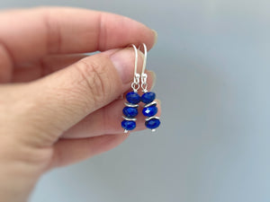 Lapis Lazuli Earrings dangle, 14k gold, sterling silver boho dangly blue gemstone lightweight everyday jewelry for women December Birthstone